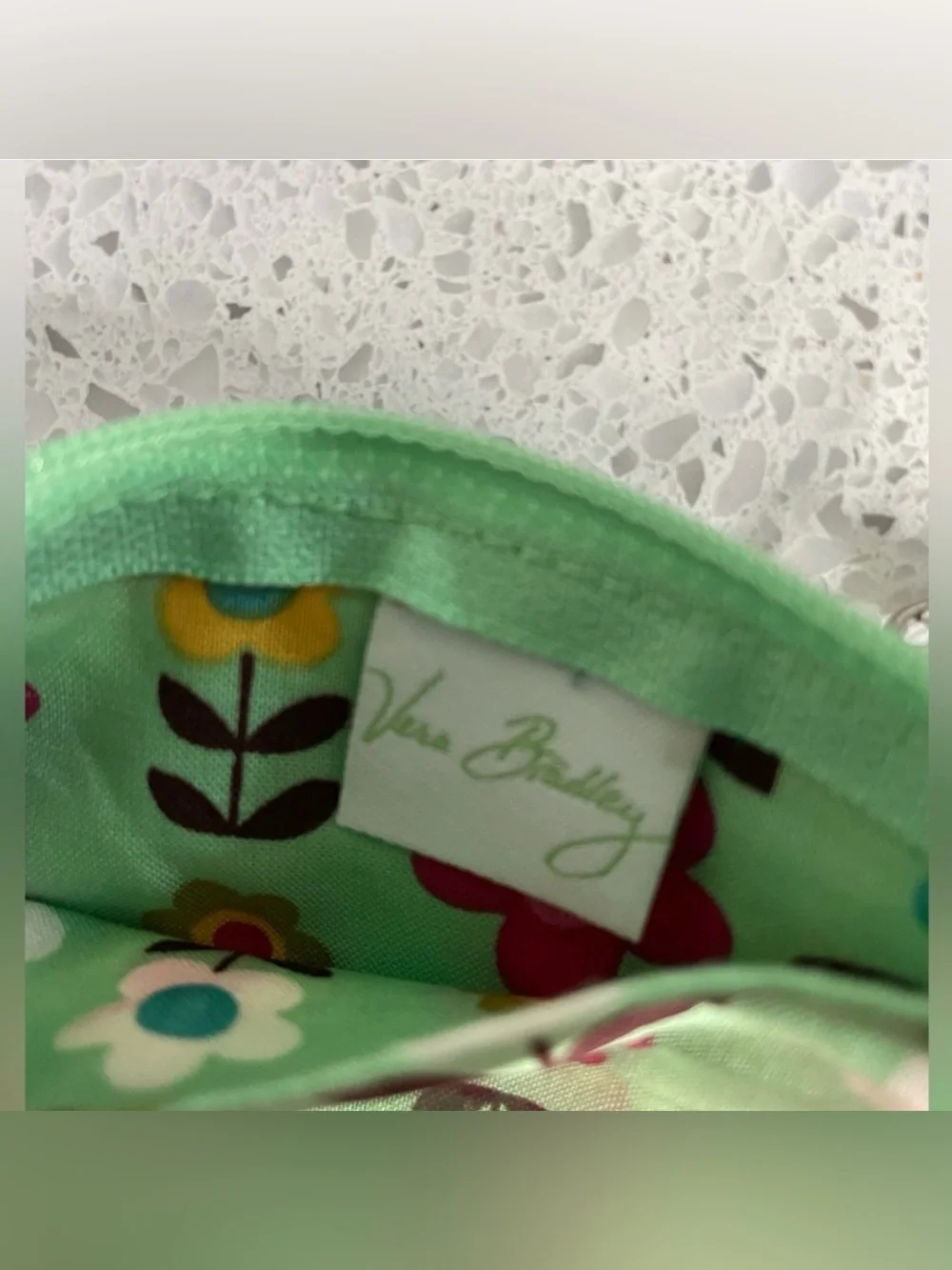 Vera Bradley Mint Floral Zip Cosmetic Bag